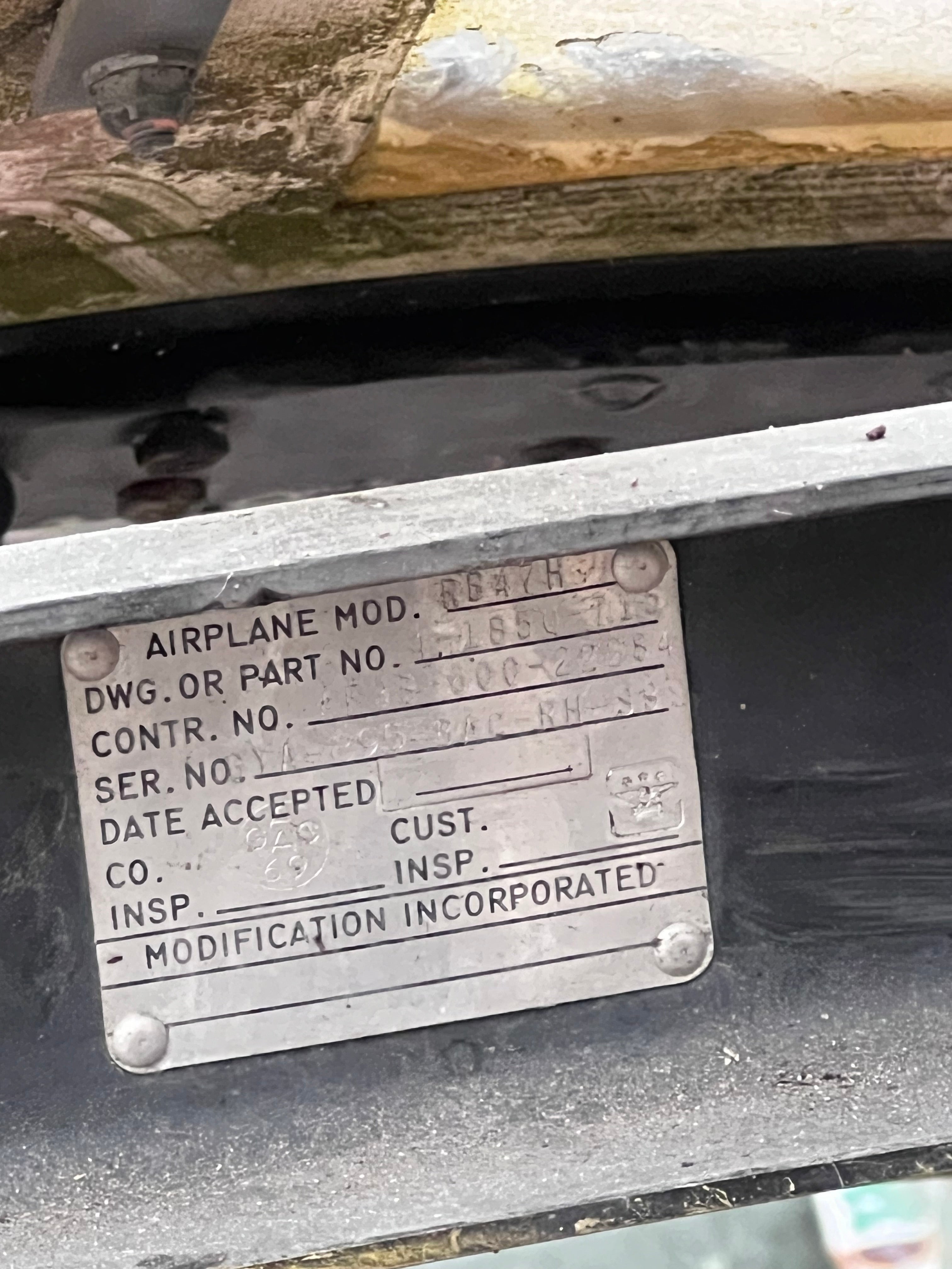 RB-47H Stratojet Canopy Rail Cross Section image 3
