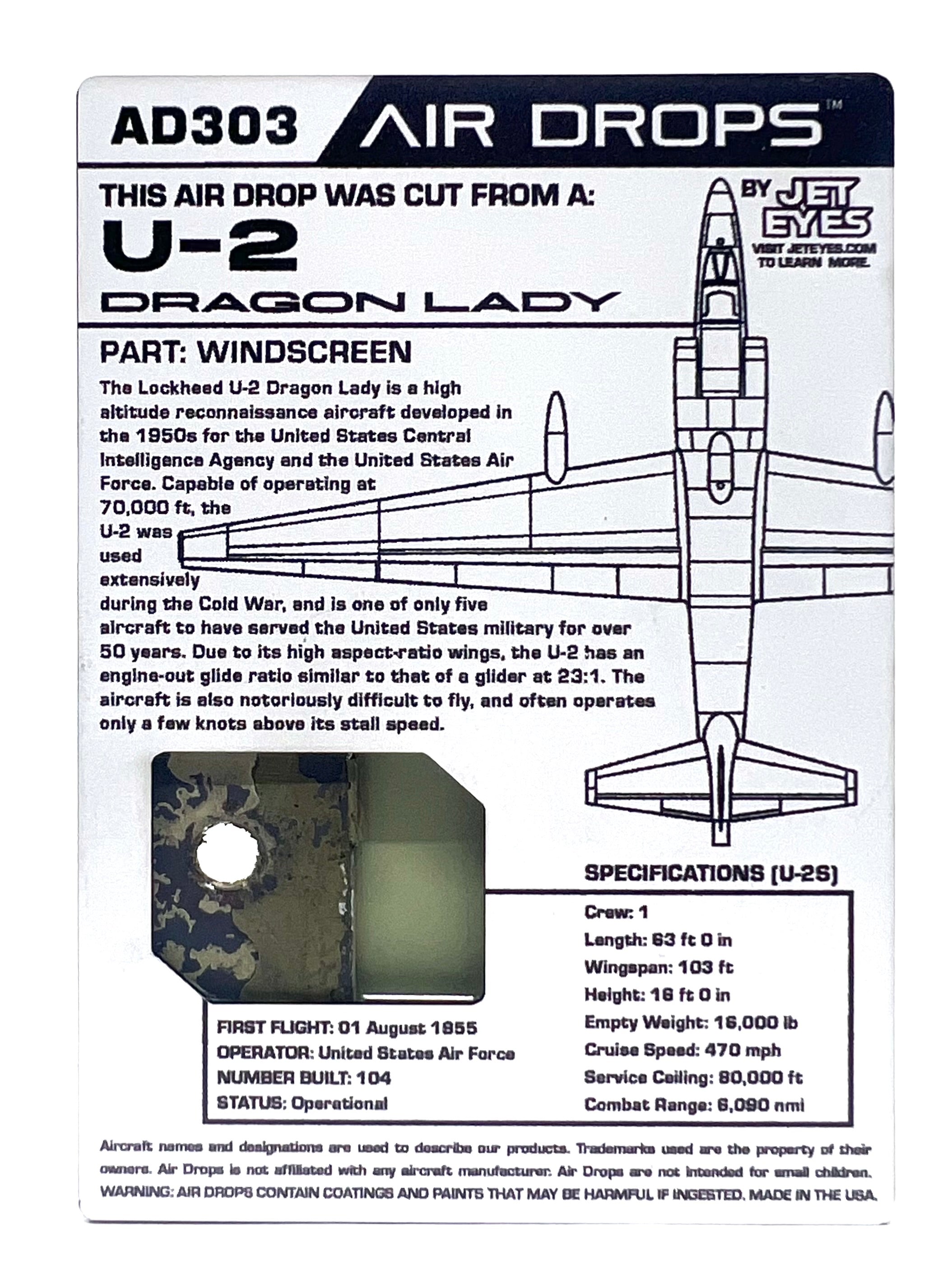 Air Drops AD303 - U-2 Dragon Lady Windscreen image 1