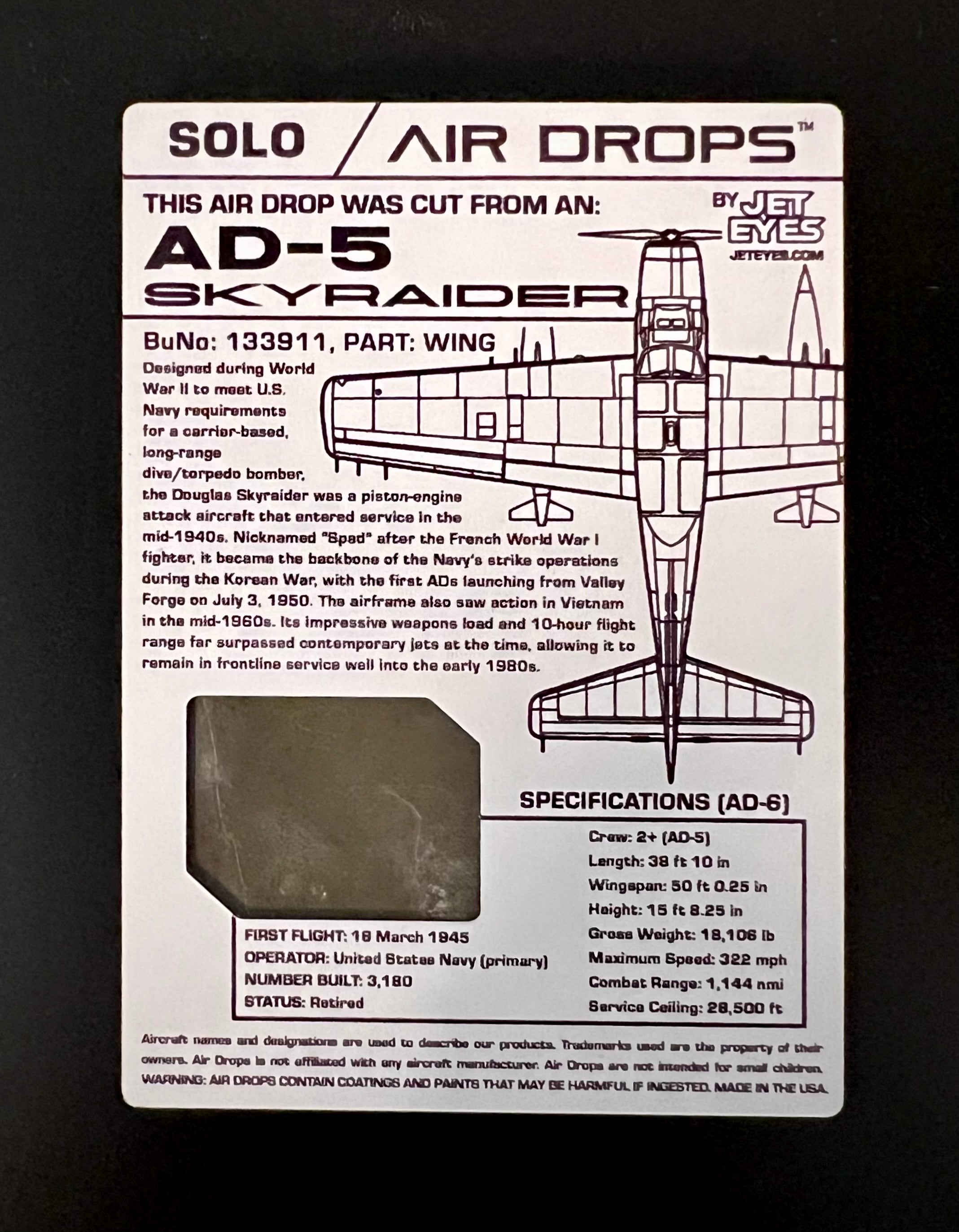 Air Drops SOLO AD-5 Skyraider 133911 Wing Skin image 1